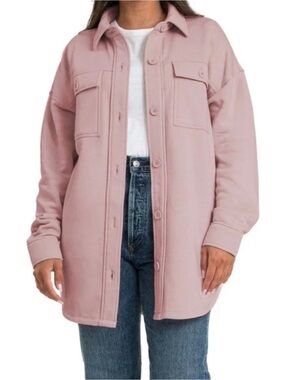 Lazypants Shacket Jacket XXL Pale Mauve Fleece Button Front Overshirt Cozy